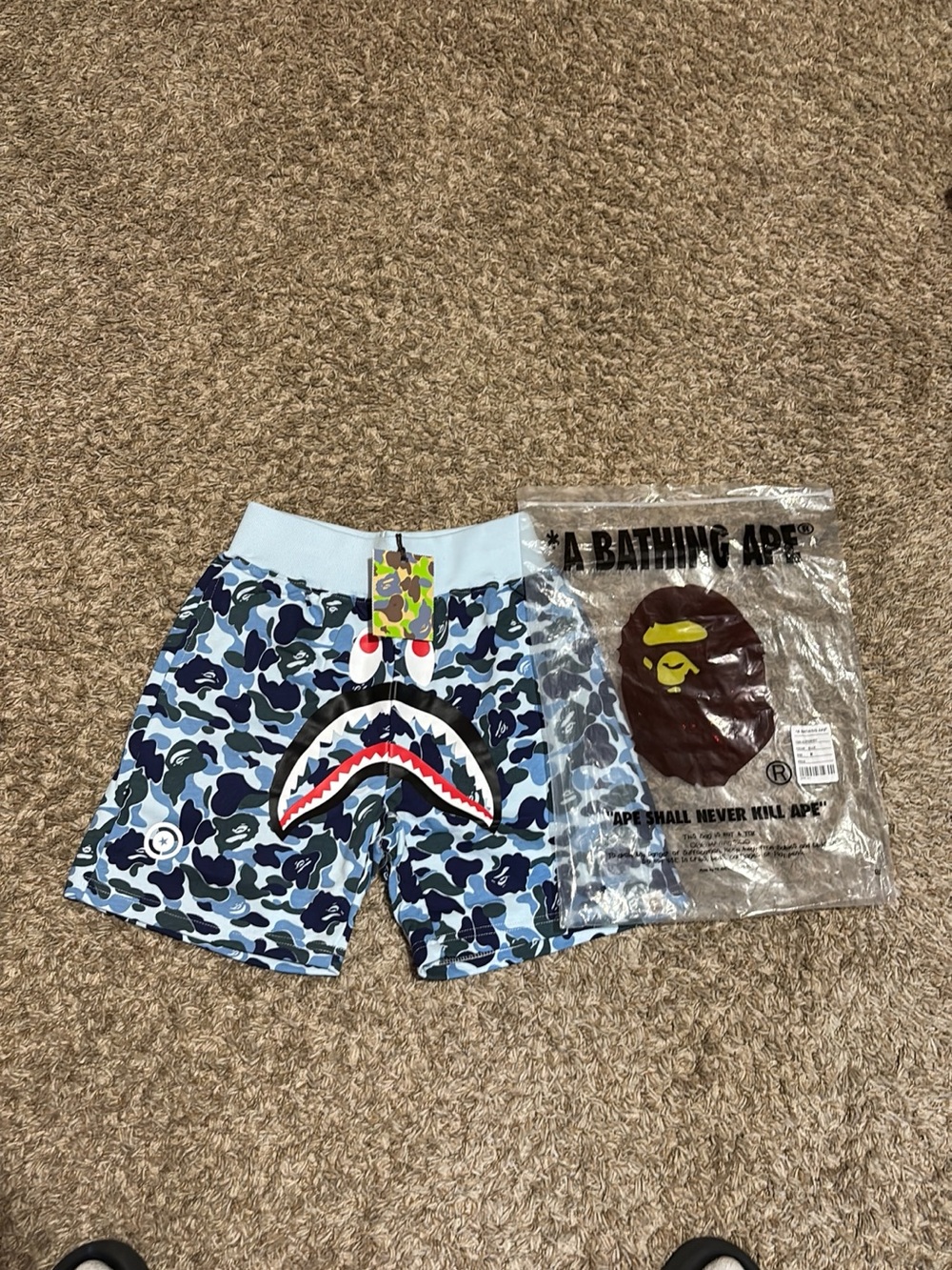 Bape Blue Camo Shark Shorts